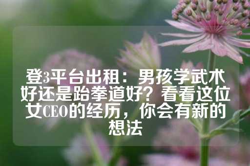 登3平台出租：男孩学武术好还是跆拳道好？看看这位女CEO的经历，你会有新的想法-第1张图片-皇冠信用盘出租