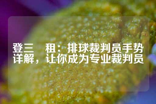 登三岀租：排球裁判员手势详解，让你成为专业裁判员-第1张图片-皇冠信用盘出租