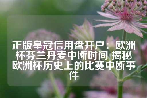 正版皇冠信用盘开户：欧洲杯芬兰丹麦中断时间 揭秘欧洲杯历史上的比赛中断事件-第1张图片-皇冠信用盘出租