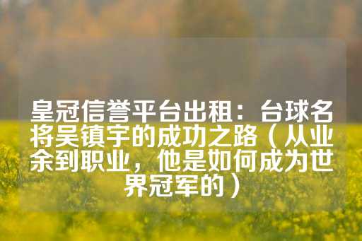 皇冠信誉平台出租：台球名将吴镇宇的成功之路（从业余到职业，他是如何成为世界冠军的）