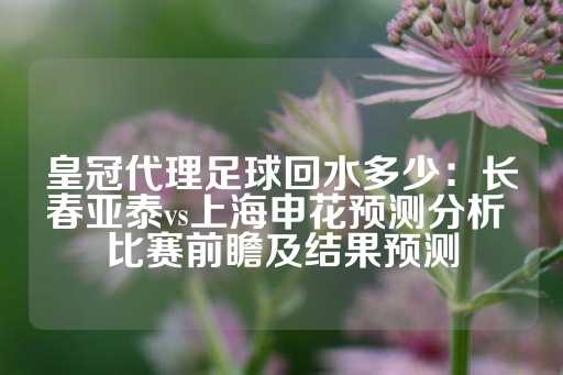 皇冠代理足球回水多少：长春亚泰vs上海申花预测分析 比赛前瞻及结果预测-第1张图片-皇冠信用盘出租