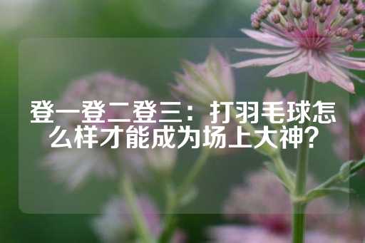 登一登二登三：打羽毛球怎么样才能成为场上大神？