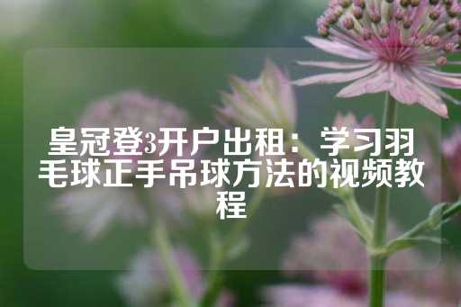 皇冠登3开户出租：学习羽毛球正手吊球方法的视频教程-第1张图片-皇冠信用盘出租