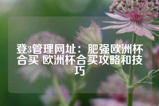 登3管理网址：肥强欧洲杯合买 欧洲杯合买攻略和技巧