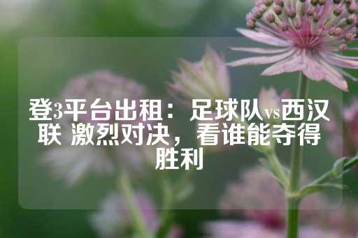 登3平台出租：足球队vs西汉联 激烈对决，看谁能夺得胜利