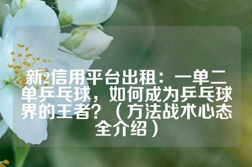 新2信用平台出租：一单二单乒乓球，如何成为乒乓球界的王者？（方法战术心态全介绍）