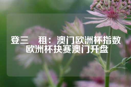 登三岀租：澳门欧洲杯指数 欧洲杯抉赛澳门开盘