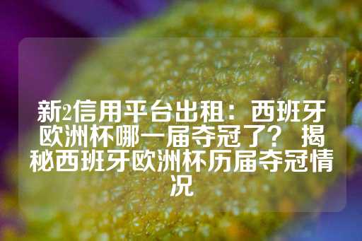 新2信用平台出租：西班牙欧洲杯哪一届夺冠了？ 揭秘西班牙欧洲杯历届夺冠情况-第1张图片-皇冠信用盘出租