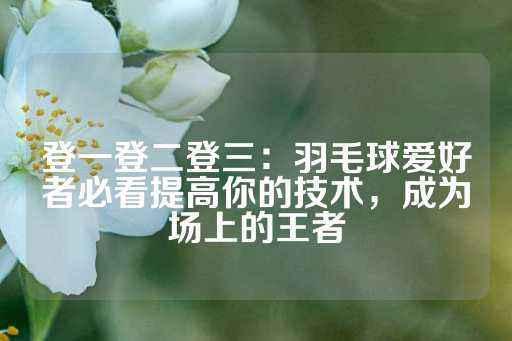 登一登二登三：羽毛球爱好者必看提高你的技术，成为场上的王者