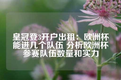 皇冠登3开户出租：欧洲杯能进几个队伍 分析欧洲杯参赛队伍数量和实力-第1张图片-皇冠信用盘出租