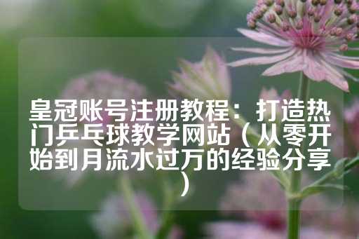 皇冠账号注册教程：打造热门乒乓球教学网站（从零开始到月流水过万的经验分享）-第1张图片-皇冠信用盘出租