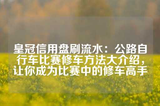 皇冠信用盘刷流水：公路自行车比赛修车方法大介绍，让你成为比赛中的修车高手